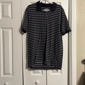 St. Johns Bay Navy & Gray striped polo